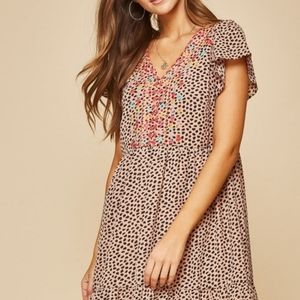 Savannah jane - Embroidered animal print knee length dress